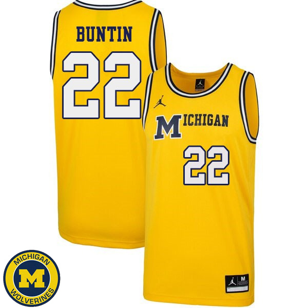 Men Michigan Wolverines #22 Bill Buntin Yellow 1989 Retro Fashion Basketball Jersey